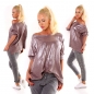 Preview: Glamour Longsleeve mit weiten U-Boot Ausschnitt - beere