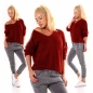 Preview: Kuschelweicher Teddy-Pullover in bordeaux