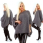 Preview: Oversize Cape Pullover mit Bouclé-Optik  in graphit