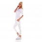 Preview: Dünnes Baumwoll-Shirt mit Pailletten-Verzierung - weiß