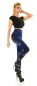 Preview: High Waist Leggings in Jeans-Optik mit Blumenprints - blau