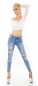 Preview: Sexy Vintage-Jeans mit Schmuck-Patches in ice blue