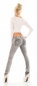 Preview: Straight Legs Jeans Flap Pokets und Kontrastnähte in grey washed