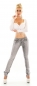 Preview: Straight Legs Jeans Flap Pokets und Kontrastnähte in grey washed