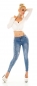 Preview: Crash-Jeans mit Vintage-Effekten und Pailletten-Blumenbordüre in light blue