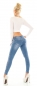 Preview: Crash-Jeans mit Vintage-Effekten und Pailletten-Blumenbordüre in light blue