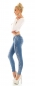 Preview: Crash-Jeans mit Vintage-Effekten und Pailletten-Blumenbordüre in light blue