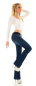 Preview: Klassische Middle Waist Bootcut Jeans in dunkler Waschung - indigo