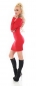 Preview: Feinstrick-Minikleid mit Umlegekragen und Glamour-Zipper in rot