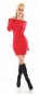 Preview: Feinstrick-Minikleid mit Umlegekragen und Glamour-Zipper in rot