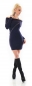 Preview: Feinstrick-Minikleid mit Umlegekragen und Glamour-Zipper in marine