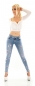 Preview: Skinny Jeans mit Push Up Effekt und Herzchen Prints in light blue