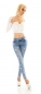 Preview: Skinny Jeans mit Push Up Effekt und Herzchen Prints in light blue