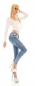 Preview: Skinny Jeans mit Push Up Effekt und Herzchen Prints in light blue