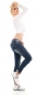 Preview: Sexy Destroyed-Jeans mit Rissen und Nieten-Verzierungen - dark blue