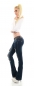 Preview: Bootcut Jeans mit Rissen und Glamour-Gürtel in dark blue