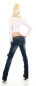 Preview: Bootcut Jeans mit Rissen und Glamour-Gürtel in dark blue