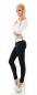 Preview: Modische Röhren-Jeans mit breitem Kontrast-Gürtel in schwarz
