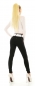 Preview: Modische High Waist Röhren-Jeans mit breitem Kontrast-Gürtel in schwarz