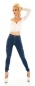 Preview: Modische High Waist Jeans im Cargo Design - dark blue