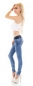 Preview: Slim Fit Röhren-Jeans mit Vintage-Effekten und breitem Kontrast-Gürtel in light blue