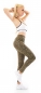 Preview: Freche High Waist Sportleggings mit Glamour-Highlights in khaki