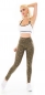 Preview: Freche High Waist Sportleggings mit Glamour-Highlights in khaki