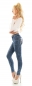 Preview: High Waist Stretch Jeans mit Knopfleiste und Pailletten Teddy - blue washed