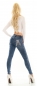 Preview: High Waist Stretch Jeans mit Knopfleiste und Pailletten Teddy - blue washed