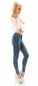 Preview: High Waist Stretch Jeans mit Knopfleiste und Pailletten Teddy - blue washed