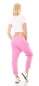 Preview: Lässige Baggy-Pants mit XXL Zipper und Glitzer-Schriftzug in pink