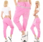 Preview: Lässige Baggy-Pants mit XXL Zipper und Glitzer-Schriftzug in pink