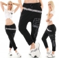 Preview: Lässige Baggy-Pants mit XXL Zipper und Glitzer-Schriftzug in schwarz