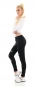 Preview: High Waist Skinny Jeans im Used-Look mit Schrift-Prints - schwarz