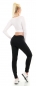 Preview: High Waist Skinny Jeans im Used-Look mit Schrift-Prints - schwarz