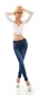 Preview: Skinny-Jeans in aktueller Waschung mit breitem Gürtel in dark blue