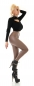 Preview: High Waist Thermo Leggings mit Zipper im Kunstlederlook - taupe