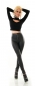 Preview: High Waist Thermo Leggings mit Zipper im Kunstlederlook - schwarz