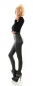 Preview: High Waist Thermo Leggings mit Zipper im Kunstlederlook - schwarz