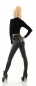 Preview: High Waist Thermo Leggings mit Zipper im Kunstlederlook - schwarz