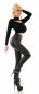 Preview: High Waist Thermo Leggings mit Zipper im Kunstlederlook - schwarz