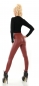 Preview: High Waist Thermo Leggings mit Zipper im Kunstlederlook - bordeaux