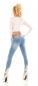 Preview: Sexy Push Up Skinny Jeans mit Spitzen und Perlenapplikation - light blue