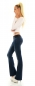 Preview: Modische Bootcut-Jeans mit breitem Stretch-Gürtel in dark blue
