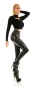 Preview: High Waist Thermo-Leggings im Wetlook mit Push Up Effekt - schwarz