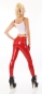 Preview: Sexy Stretchhose im Latex-Look mit Zierzippern in rot