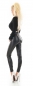 Preview: Figurbetonte Kunstleder-Hose mit Bindegürtel - schwarz
