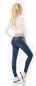 Preview: Skinny Jeans im Used-Look mit Schrift-Prints - blue washed