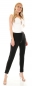 Preview: Modische  Stoffhose mit elastischen Beinabschlüssen in schwarz