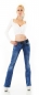 Preview: Bootcut-Jeans mit Bleach-Effekten und Stretch-Gürtel in blue washed